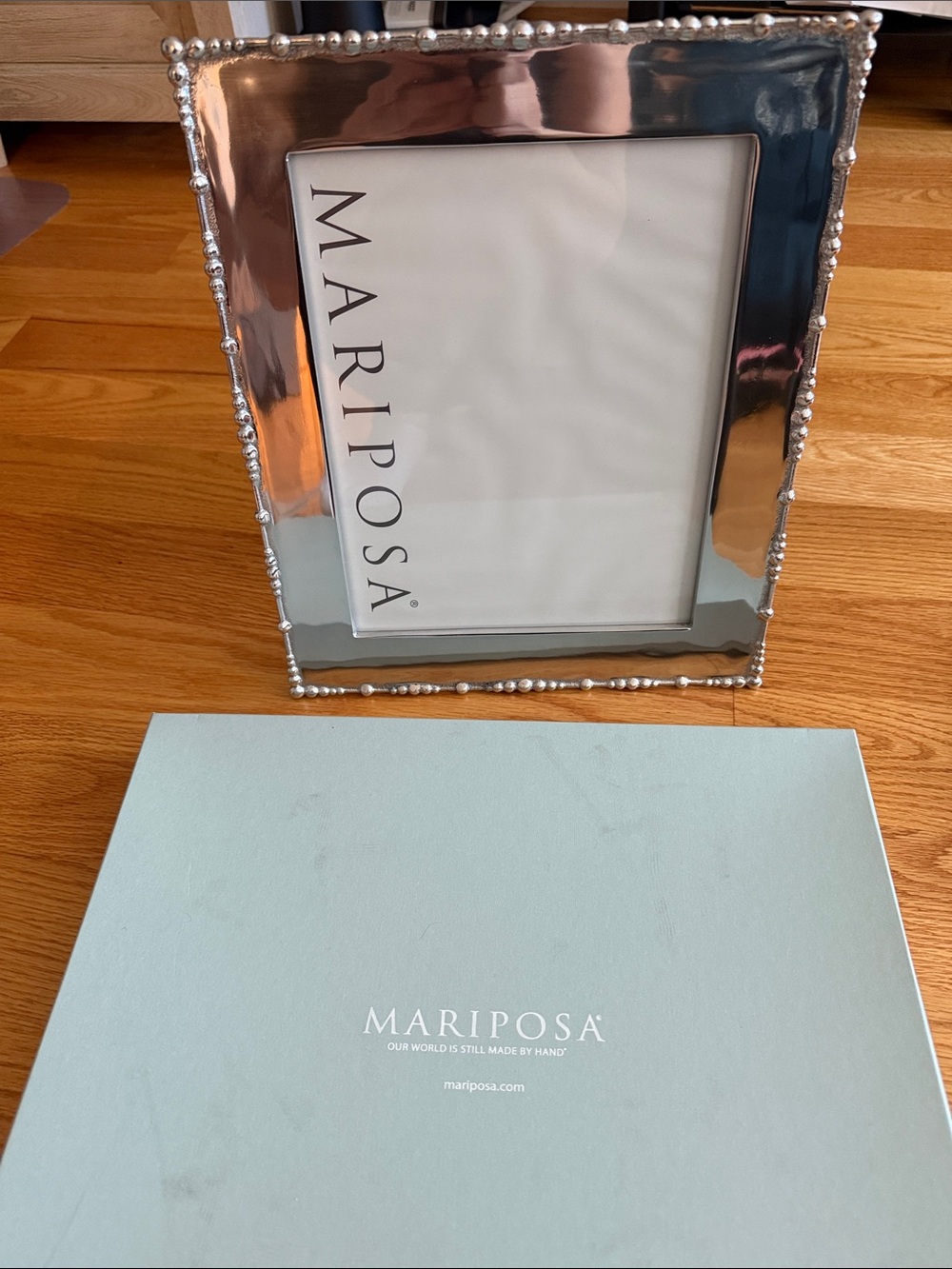 8X10 Mariposa Silver Beaded Photo Frame with Shiny Mirror Finish